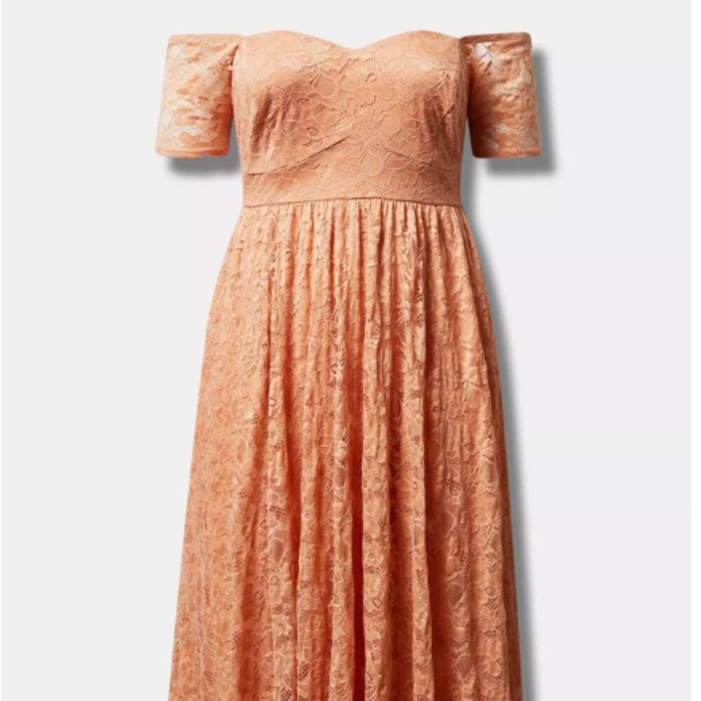 Torrid Midi Lace Off Shoulder Skater Dress